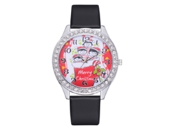 Reloj Unisex Informal De Cuarzo Con Correa De Pu, Diseño Navideño, Ideal Para Regalar (negro).