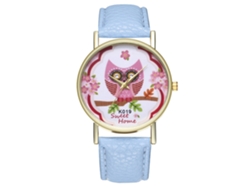 Reloj De Pulsera De Cuarzo Con Correa De Poliuretano, Estampado De Dibujos Animados Y Esfera Redonda Azul Claro.