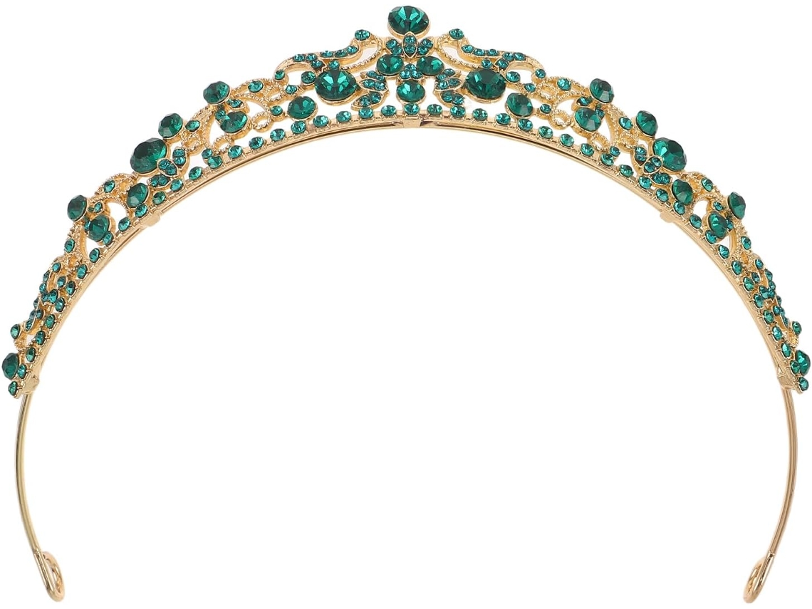 Tiara Nupcial De Aleación Con Diamantes De Imitación Verdes, Diadema De Corona Nupcial Para Mujer, Accesorio