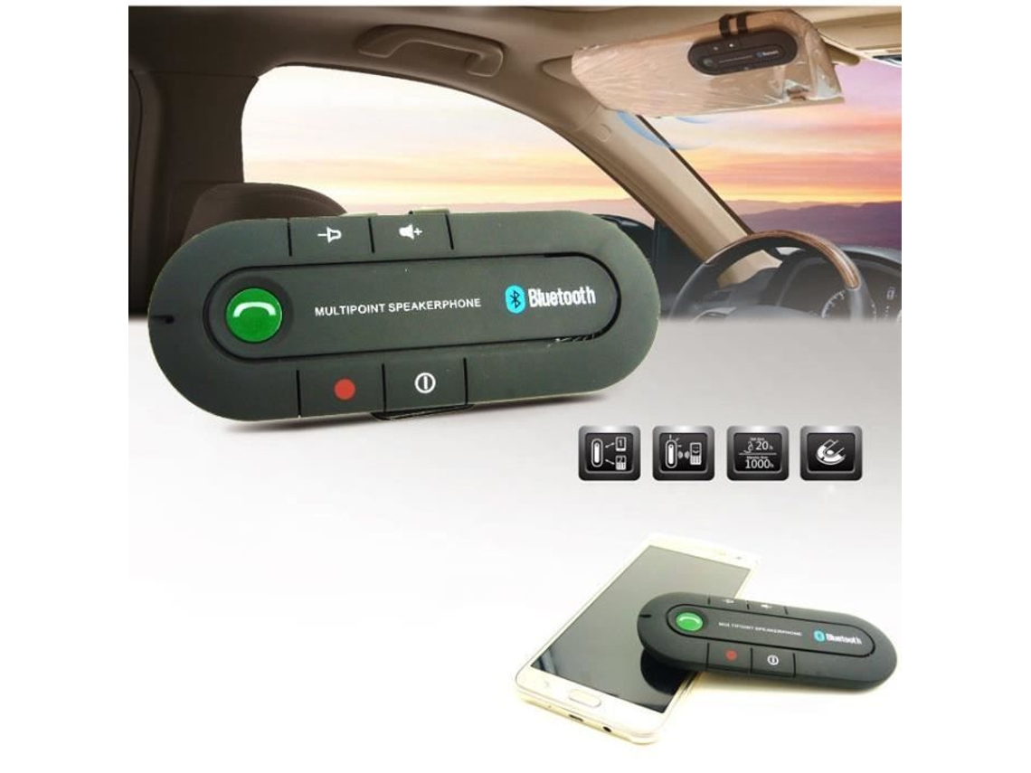 Kit Viva-Voz Bluetooth para Carro com Alto-Falante com Viseira Solar para Smartphone Preto