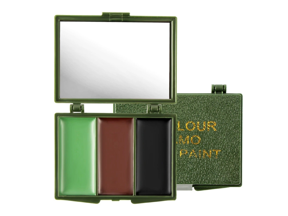 Paleta De Pintura Camuflaje 3 Colores Con Espejo, Lavable Y Compacta Para Exterior