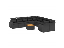 Maison Exclusive - Set De Sofás De Jardín 11 Pzas Y Cojines Ratán Sintético Negro