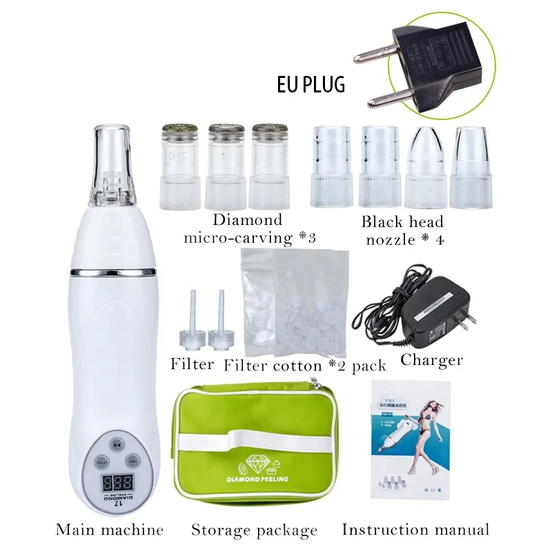 Dispositivo Multifuncional De Microdermoabrasión Con Diamante, Con Cabezal Y Bolsa De Filtro, Para El Cuidado De La Piel En Casa.