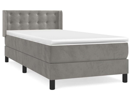 vidaXL Cama con somier y colchón 90x200 cm terciopelo gris claro