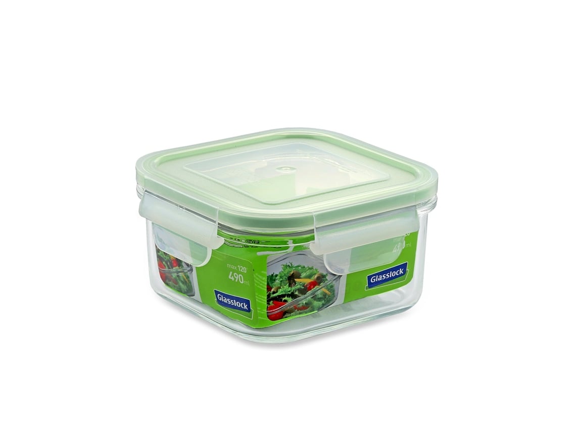 Recipiente Hermético Cuadrado de 0.5L en Vidrio Templado GLASSLOCK