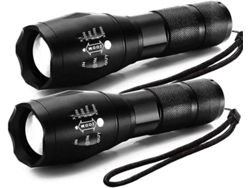 Linterna LED 2 unidades 2000 lúmenes 5 modos Zoomable IPX6 Camping/senderismo/perros Negro Yizhood