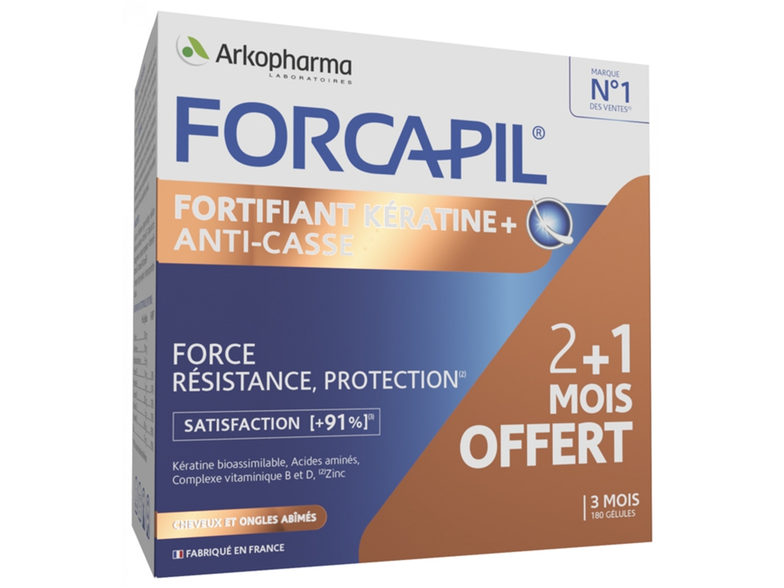 Forcapil Fortificante de Queratina Programa de 3 Meses 120 60 Cápsulas ARKOPHARMA
