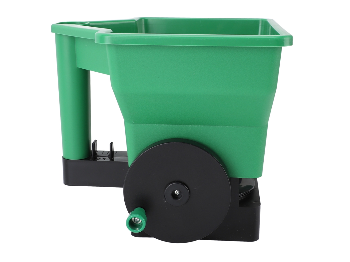 Esparcidor manual portátil pequeño de 3 l para césped y jardín, para fertilizantes y sal verde.