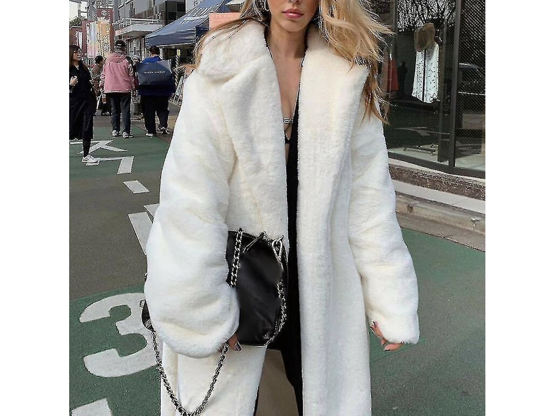 2026-chaqueta Larga Fluffy De Invierno Para Mujer De Poliéster