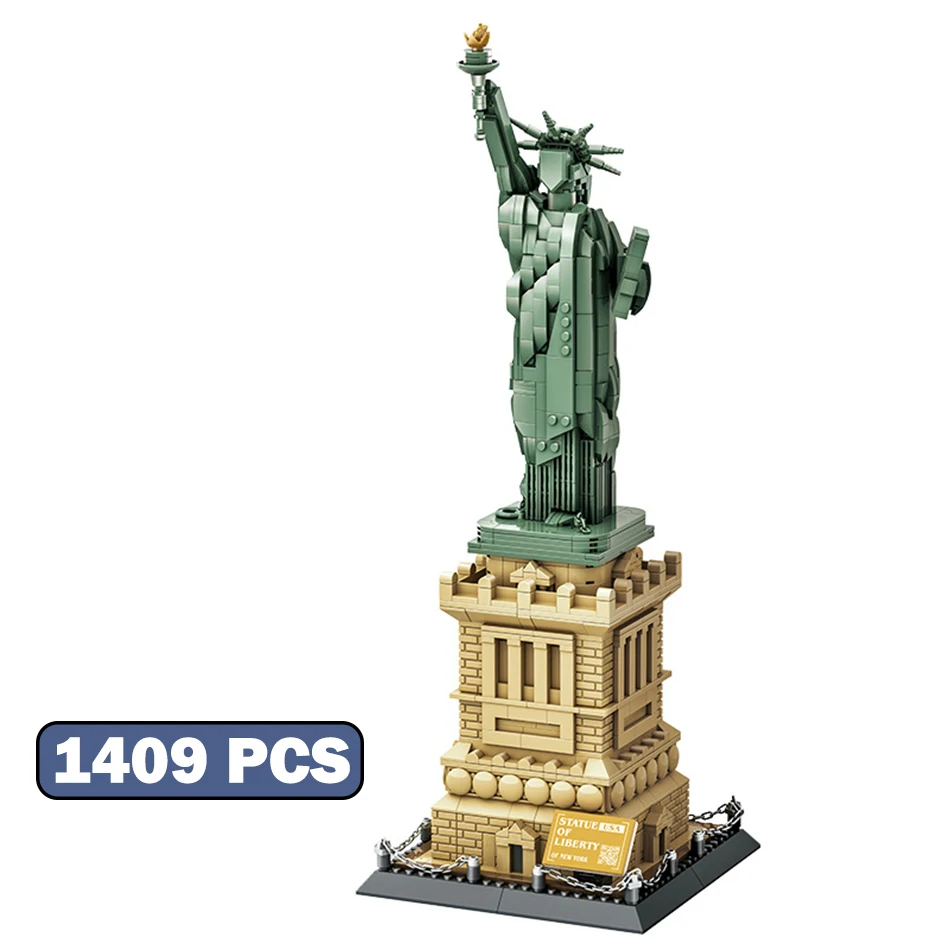 (1409 Piezas) Estatua De La Libertad De Los Estados Unidos Modelo Bloques - Edificios Famosos Del Mundo - Bloques De Juguetes