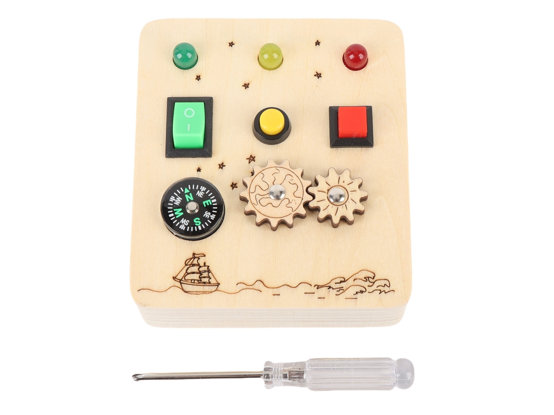 Tablero Sensorial De Madera Con Interruptores Y Luces Led Juego Educativo Para Niños Aprendizaje Temprano