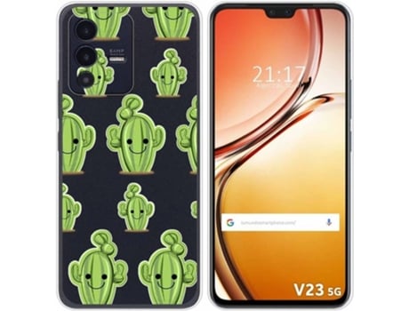 Carcasa para Vivo V23 5G TUMUNDOSMARTPHONE Dibujos Transparente Cactus Multicolor
