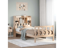 Cama Individual | Cama Con Estantería Sin Colchón Madera Maciza De Pino 100x200cm