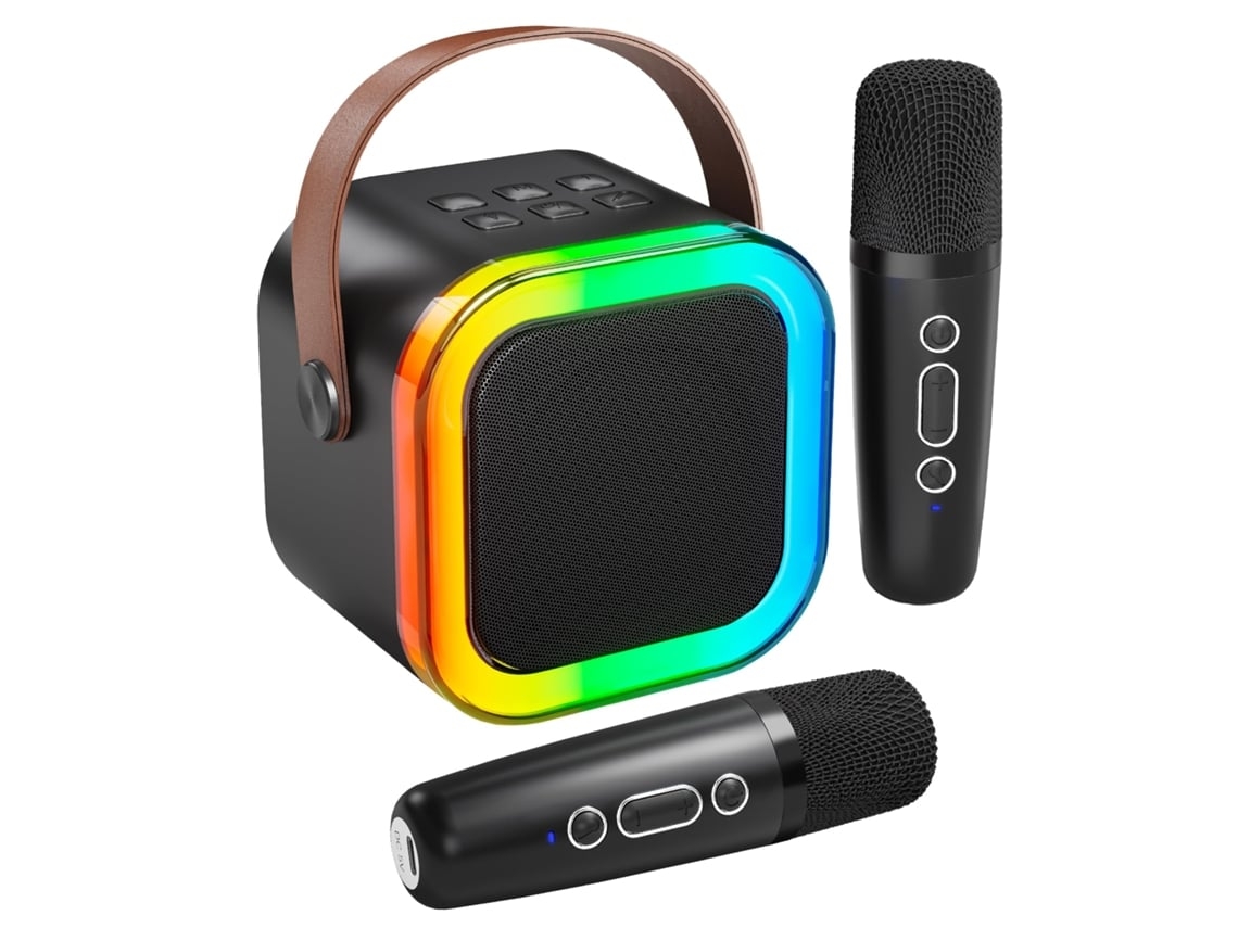 Máquina de karaoke para niños y adultos Mini micrófono de karaoke portátil Bluetooth Altavoz para cantar con 2 micrófonos inalámbricos Yemaesre