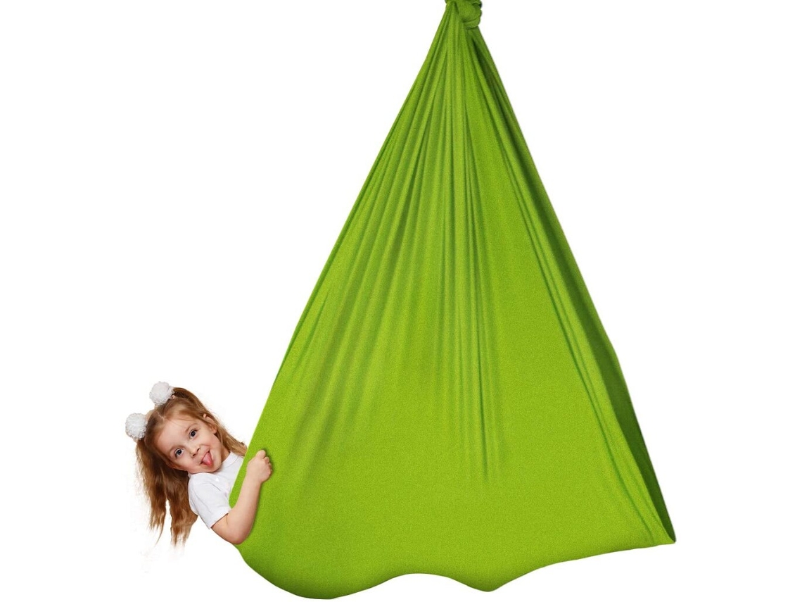 Columpio Elástico Verde Hierba Para Niños, 100 X 280 Cm.