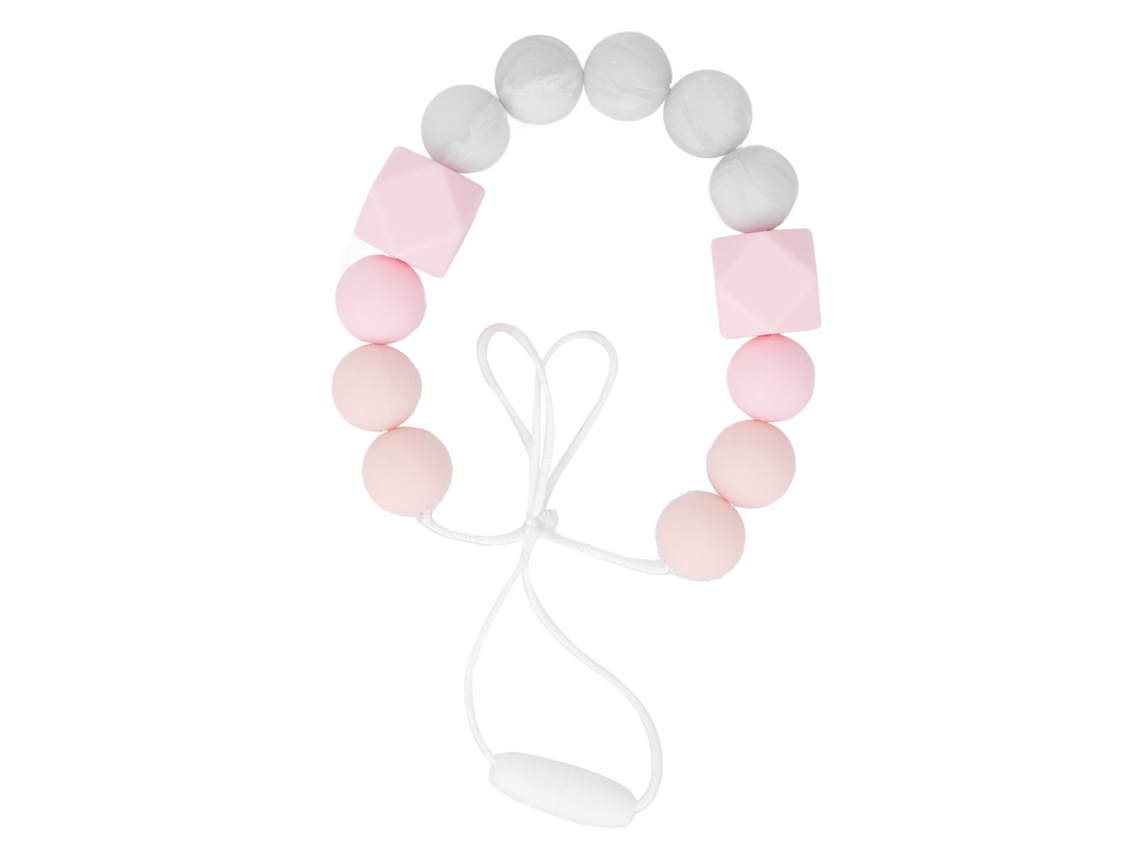 Collar De Para Bebés Con Cuentas De Silicona Suave Y Exquisito, Masticable Para Masaje De Encías, Color Rosa