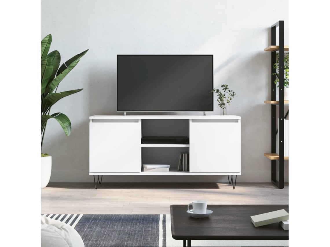 Mueble De Tv Madera De Ingeniería Blanco 104x35x50 Cm