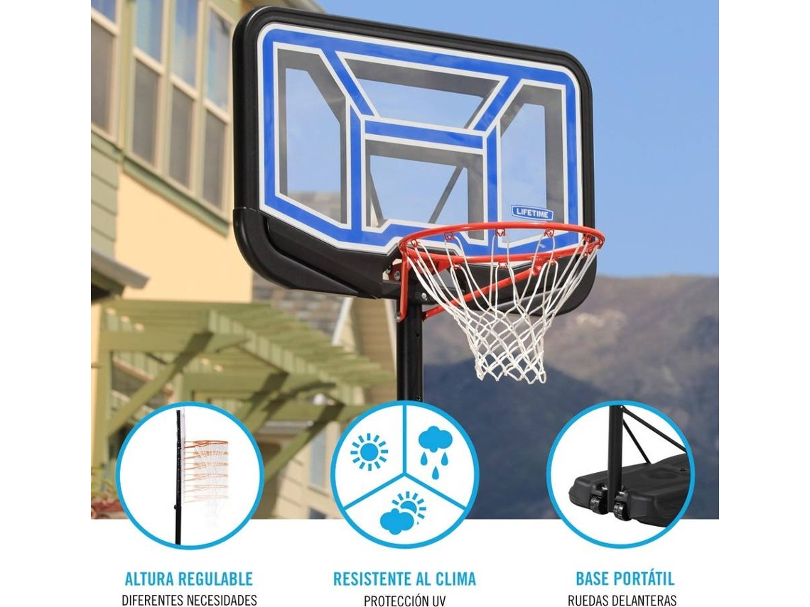 Canasta baloncesto ultrarresistente Lifetime Altura regulable 165/222 cm  UV100