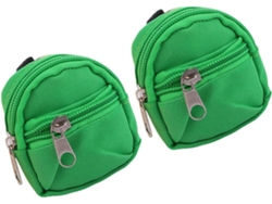 Mini mochila verde de nailon con monedero, conjunto de 2 piezas, cierre de cremallera y llavero.