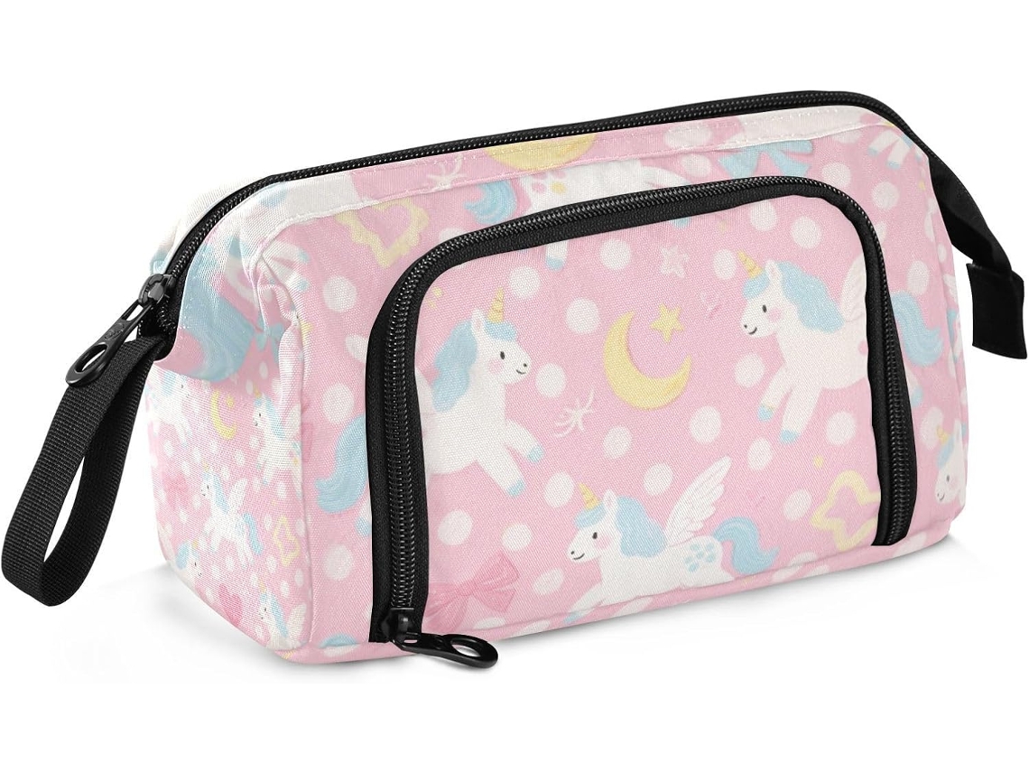 Besportble Estuche De Gran Capacidad Con Diseño De Unicornio Arcoíris Y Dibujos Animados Blancos Y Tela De ...