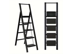 Escalera De 5 Peldaños Con Pedales Anchos Y Asa Plegable - Multiusos