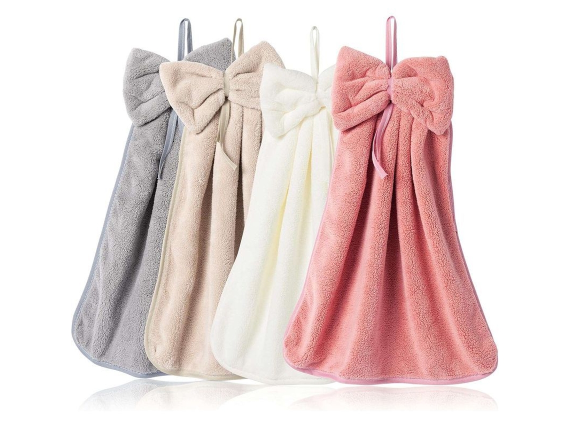 4 Toallas De Mano Con Lazo Para Colgar, De Poliéster Suave Y Absorbente Para Cocina Y Baño.