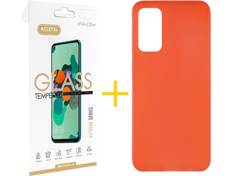 Kit Funda + Protector de Pantalla Huawei P Smart 2021 ACCETEL Liso 4 Rojo