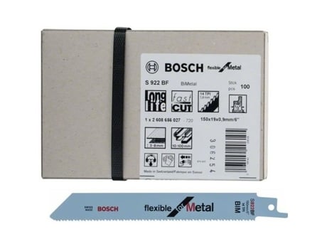 BOSCH 100 piezas Hoja de sierra sable para metal S 922 Bf Bim Flexible para corte rápido de metal 100 piezas 2608656027