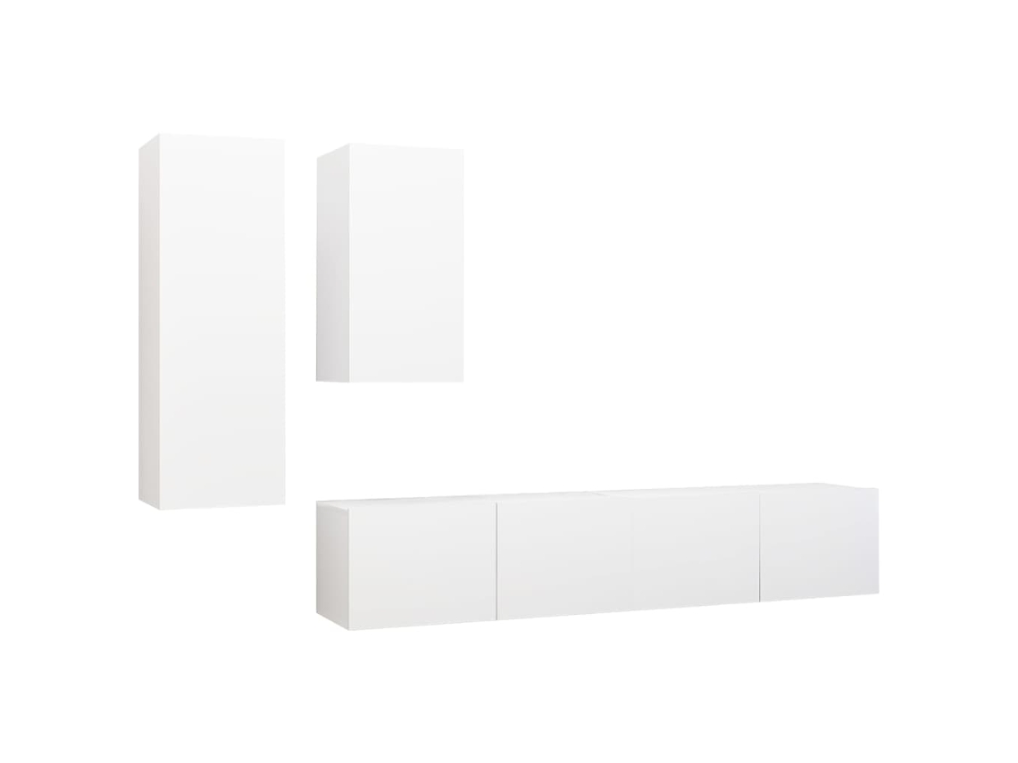 Juego de 4 muebles de TV de madera blanca - MAISON EXCLUSIVE