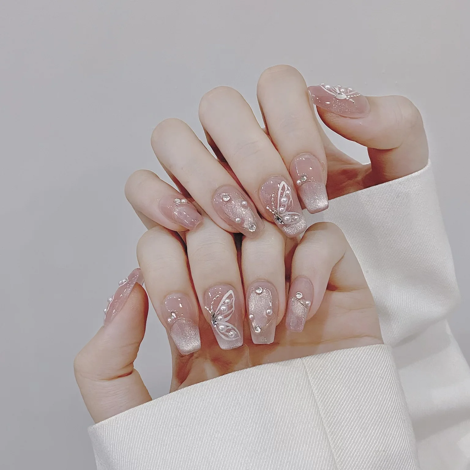 (2043-s) Paquete De 10 Puntas De Uñas Artificiales De Ajuste A Presión