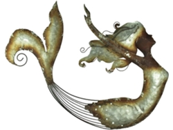 Decoración de pared de sirena, escultura de metal, estilo marino creativo, pasillo, dormitorio, sala de estar, oficina, jardín, temática artística, GOKOCO