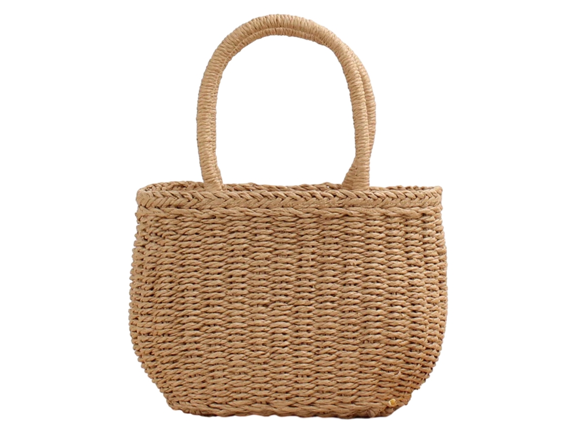 Cesta de picnic de mimbre con asa y doble tapa, 26 x 18 x 15 cm