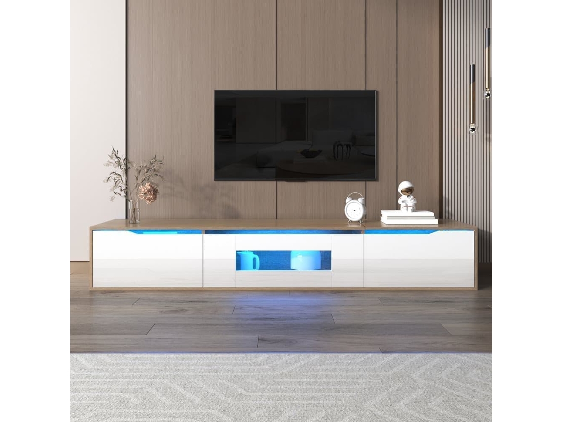 Mueble Tv - Características En Blanco Brillo Con Luz Led Cambiante - Blanco