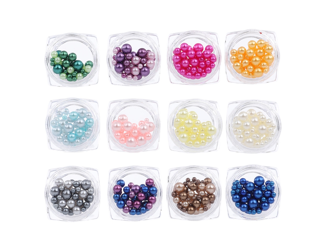 Decoração De Unhas Em Pérola De Resina 3d 12 Cores Com Strass Para Manicure Diy Charm Acessório