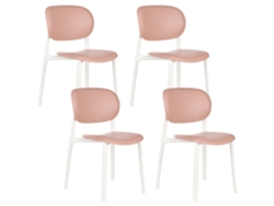 Conjunto de 4 sillas de jardín Beliani Musano en polipropileno rosa 47x46x88cm