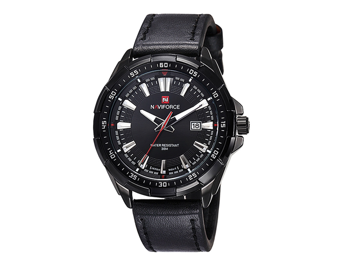 Reloj De Cuarzo Naviforce Para Hombre, Con Correa De Cuero, Resistente Al Agua Hasta 3 Atm Y Calendario.