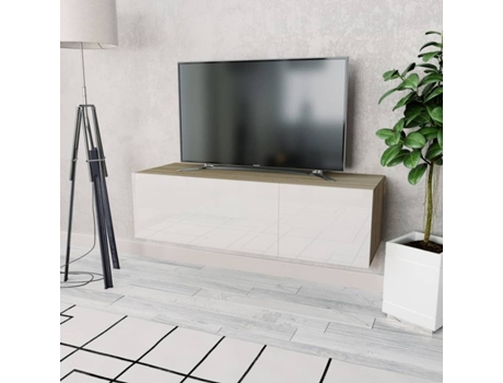 vidaXL Mueble para la televisión aglomerado blanco brillante y roble