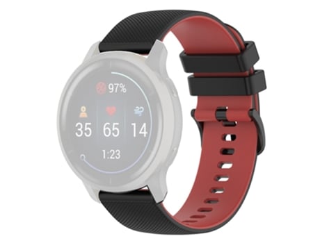 Correa de Silicona 20mm para Garmin Venu2 Plus/Vivoactive 3/Vivomove - negro/rojo