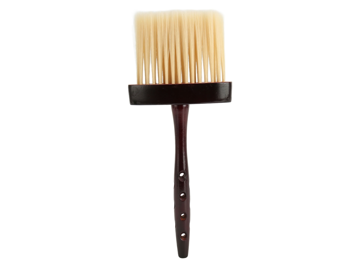 Pincel Largo Vintage Para Barbero Limpieza Suave De Pelo Y Cuello Cepillo Redondo Marrón Rojo