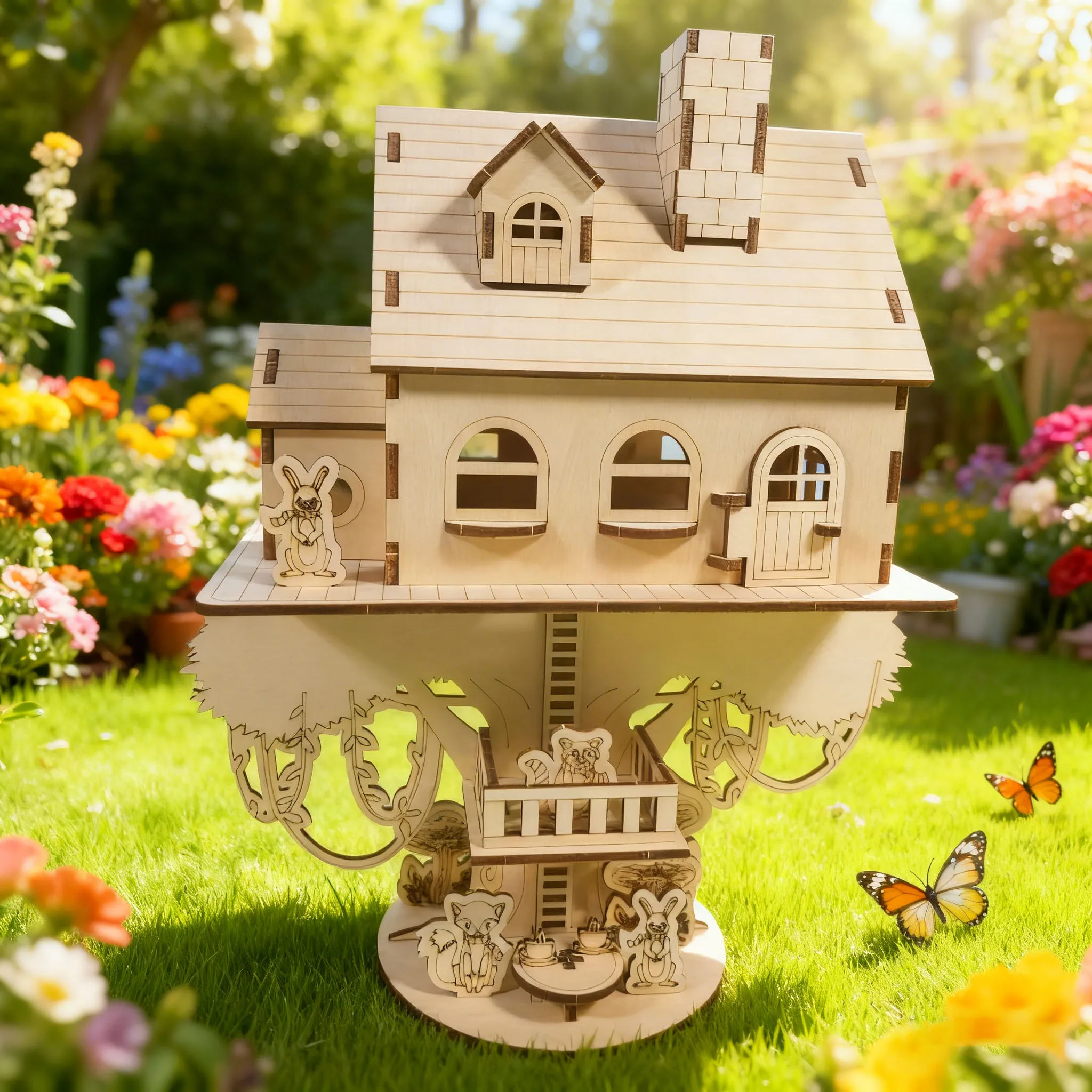 Modelo De Rompecabezas 3d De Casa Del Árbol En La Jungla, Kit De Montaje Diy, Juego De Construcción De Casa Del Árbol Creativo