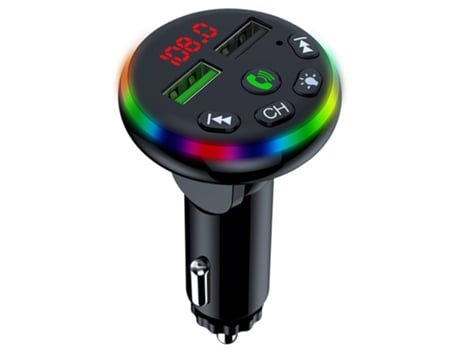 Transmisor Fm Encendedor de cigarrillos USB Tarjeta SD Carga rápida USB Cargador de teléfono Bluetooth 5.0 Manos libres Kit de coche Reproductor de...