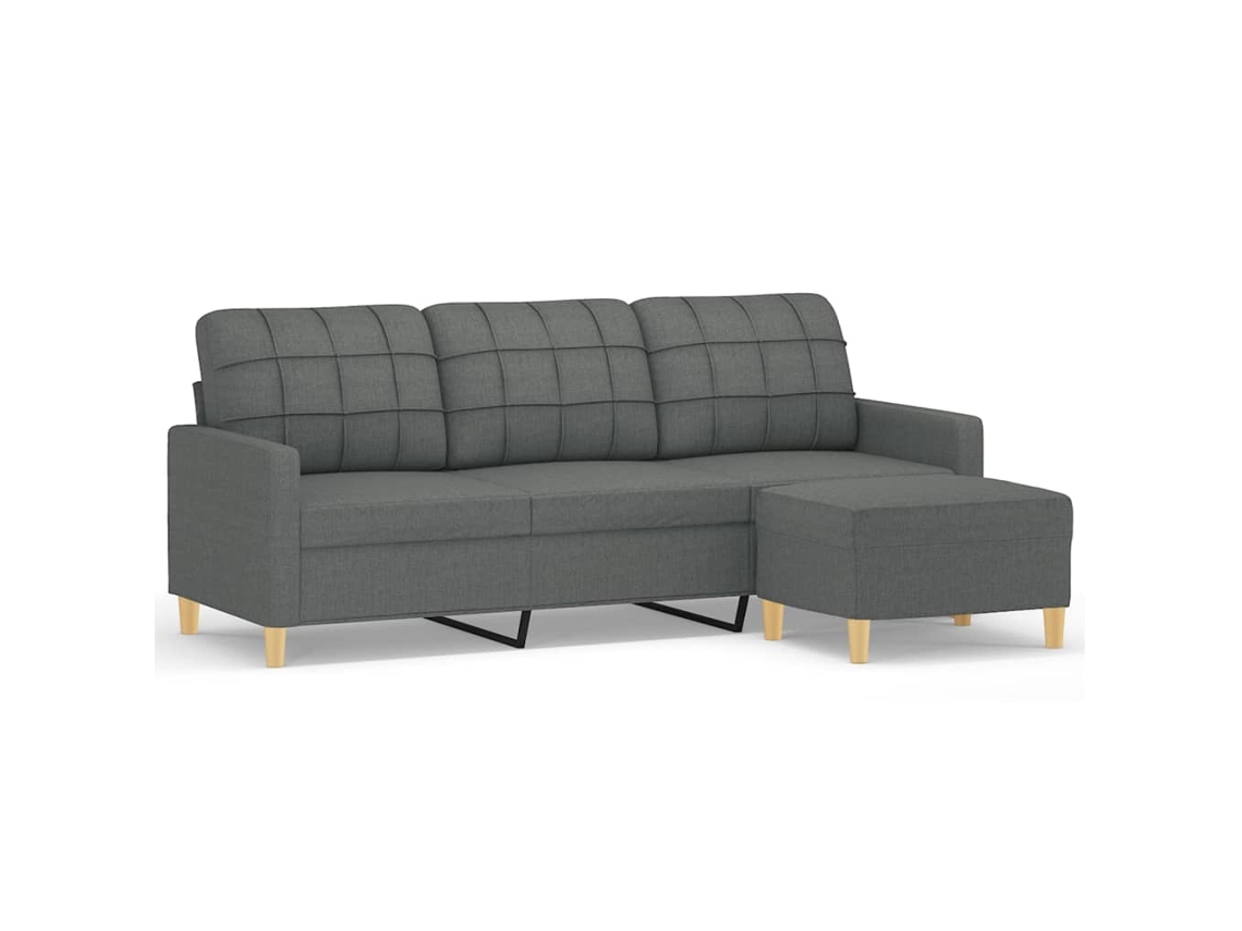 Maison Exclusive - Sofá De 3 Plazas Con Taburete De Tela Gris Oscuro 180 Cm