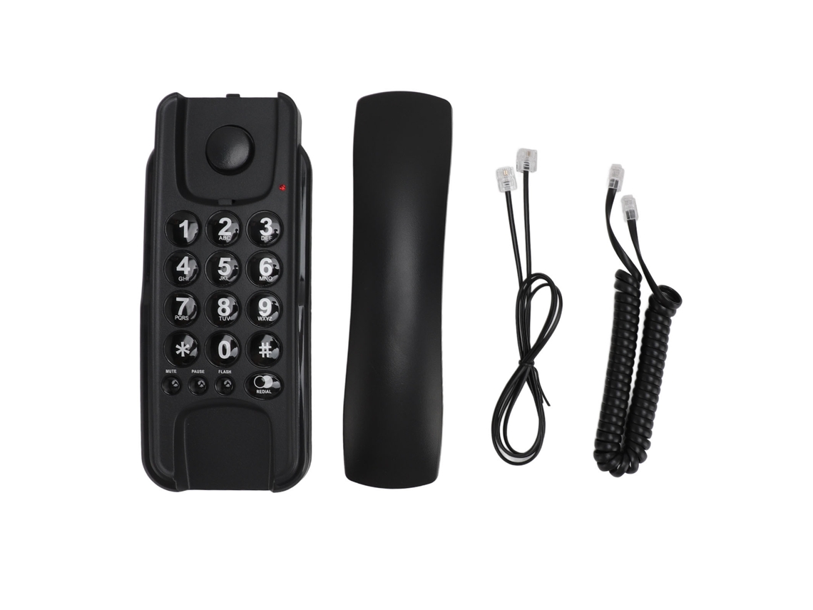 Teléfono De Pared Negro Con Cable, Volumen Ajustable Y Función De Rellamada Para Hoteles/oficinas.