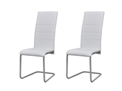Conjunto 2 Cadeira de sala VIDAXL Branco Couro Artificial