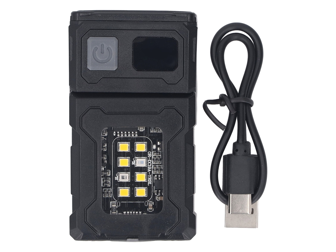 Linterna LED COB USB recargable con imán, alto brillo, cabezal giratorio y diseño portátil para reparaciones.