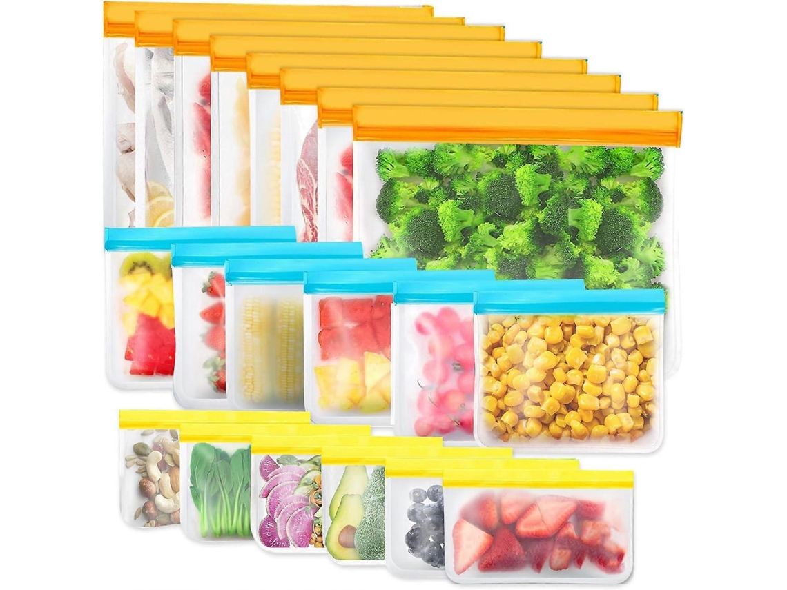 20 Bolsas Reutilizables Para Congelador, Alimentos, Sandwich, Silicona, Estanca, Resistente A Fugas, Airtight, L+m+s