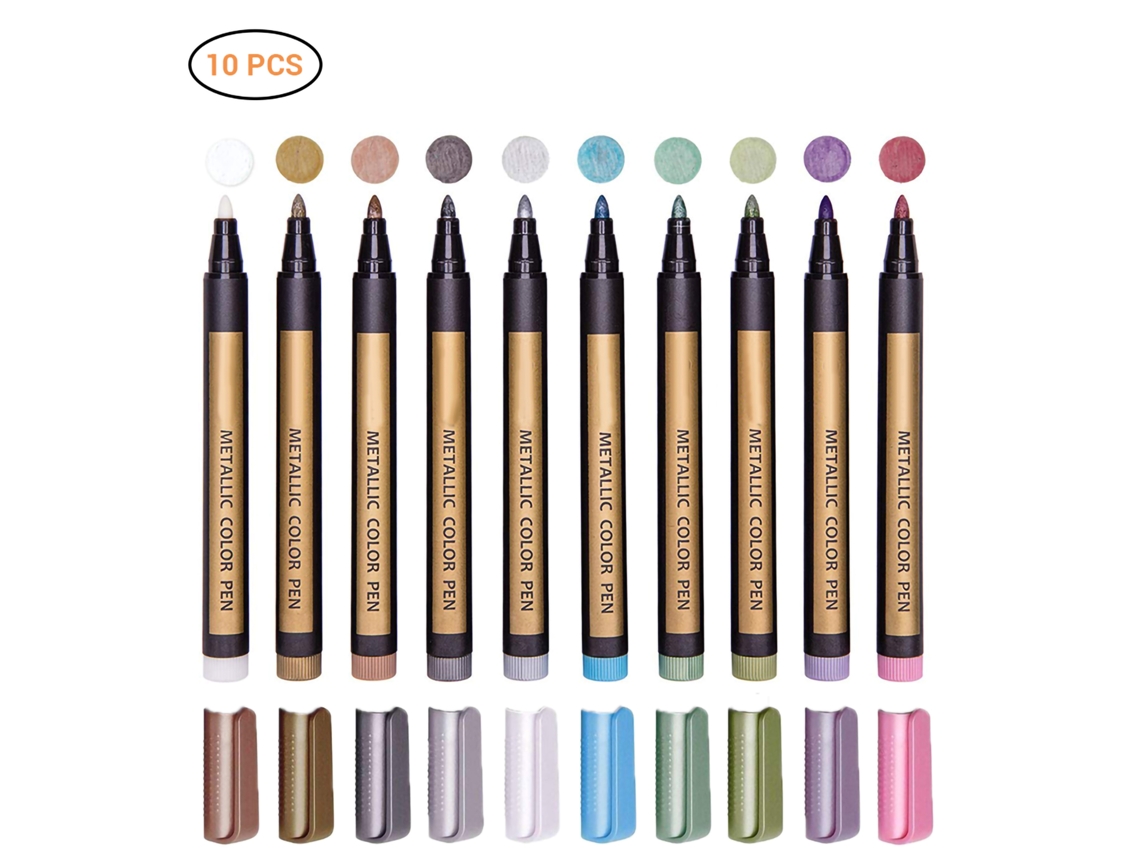 10 Rotuladores Metálicos De Colores Surtidos Para Scrapbooking, Manualidades, Álbumes De Fotos Y Pintura Sobre Piedra.