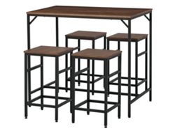 Encimera De Cocina Con 4 Taburetes Rústicos De Estilo Industrial.