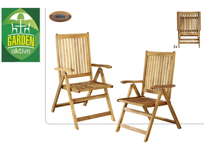 Set 2 sillas de jardín AKTIVE Garden (Madera de acacia)