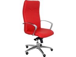 Silla de Escritorio Ejecutiva PYC Caudete Rojo con ruedas antiarañazos (Brazos Fijos - Piel)